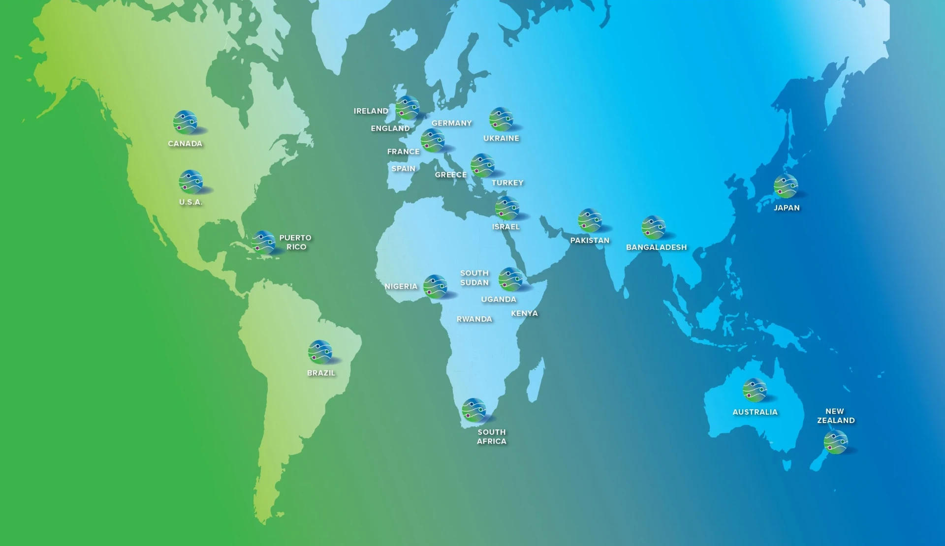 Map showing countries where Breath-Body-Mind is active